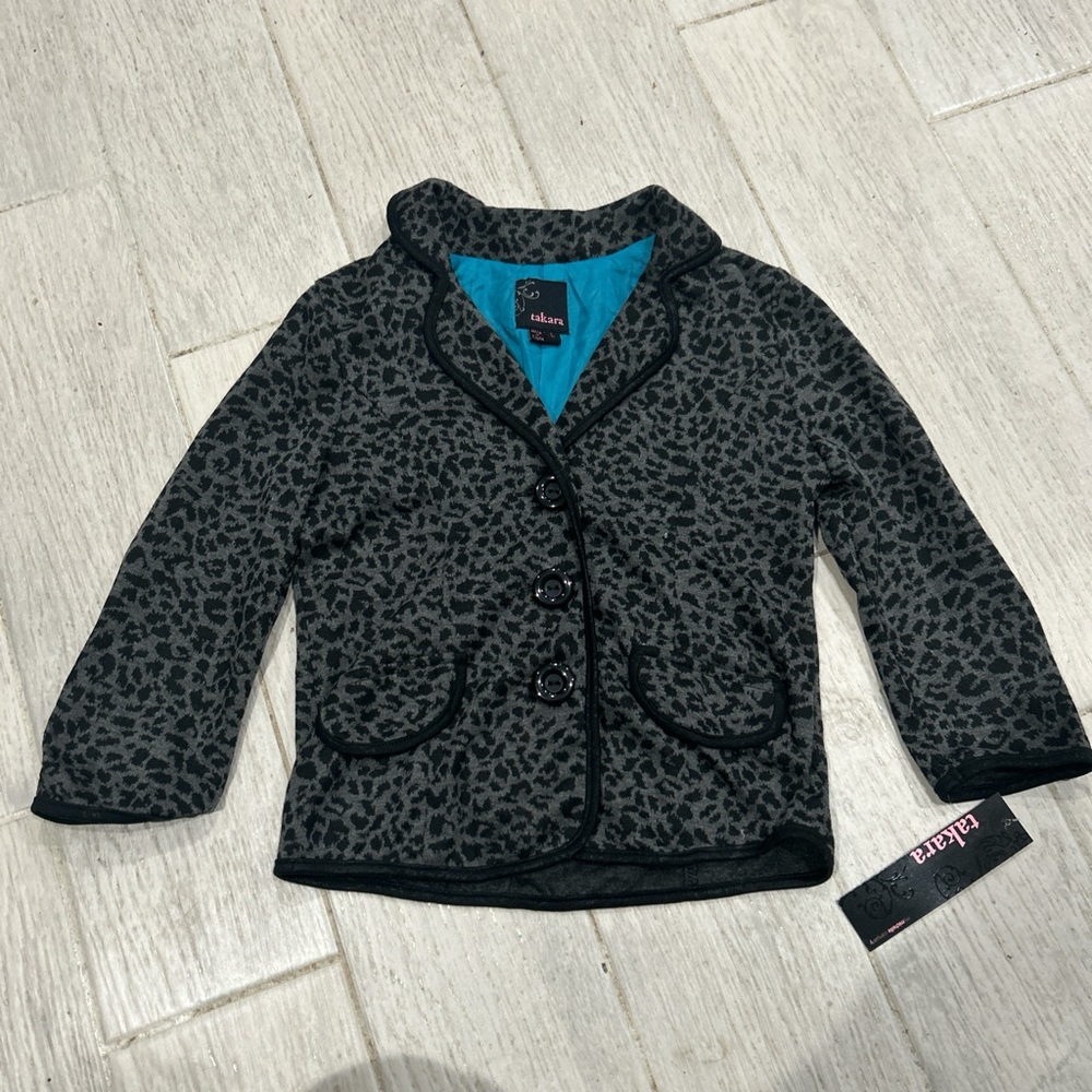 Takara Kids Black Leopard Blazer